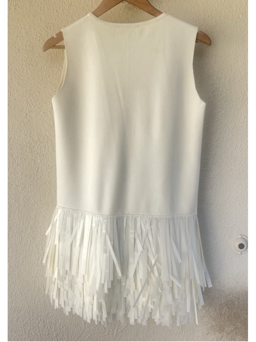 $7450 JIL SANDER Women's Fringe Knit Mini Dress In Cloud Size EU 36 US 6 Resort - Picture 5 of 8